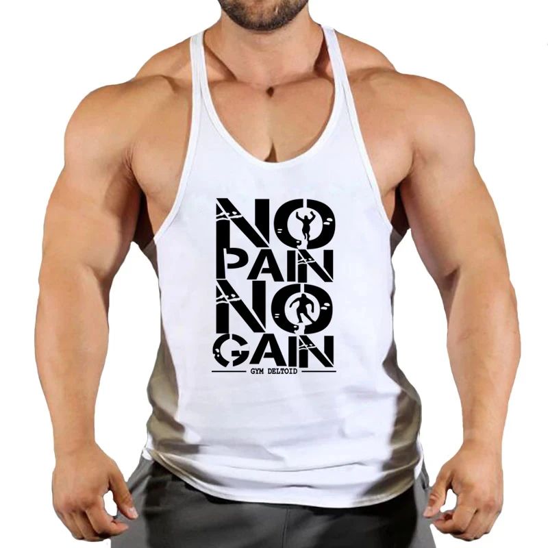 Gym T-shirts Muscle Men's Clothes Workout Fitness Shirt Singlets Tank Top Vest Man Sportswear Muscular Bodybuilding Stringer