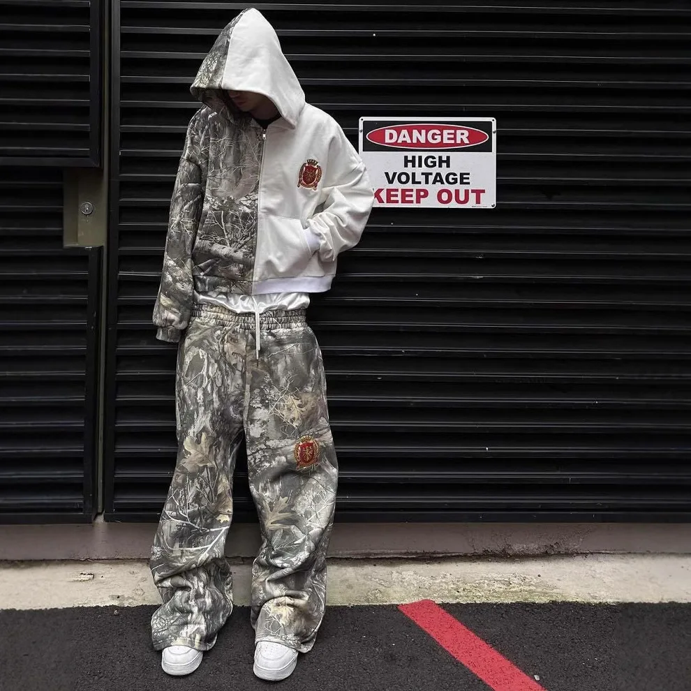 

American Retro Vintage Camouflage Loose Casual Personalized Long Sve Sweatirt Women's Spring Faion Open Cardigan