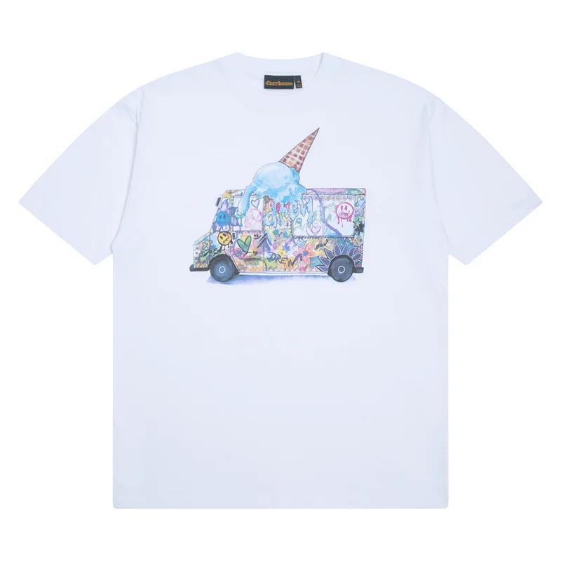 Drew House Ice Cream Truck Print T-shirt Men Women Oversized Short Sleeve Tee Hip Hop Streetwear Unisex Casual Tops