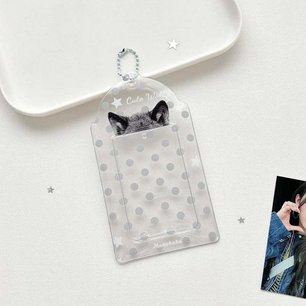 Portable PVC Photocard Holder Polka Dot Star Photo Card Protector Animal Ear Transparent Bus Card Holder For Credit Card