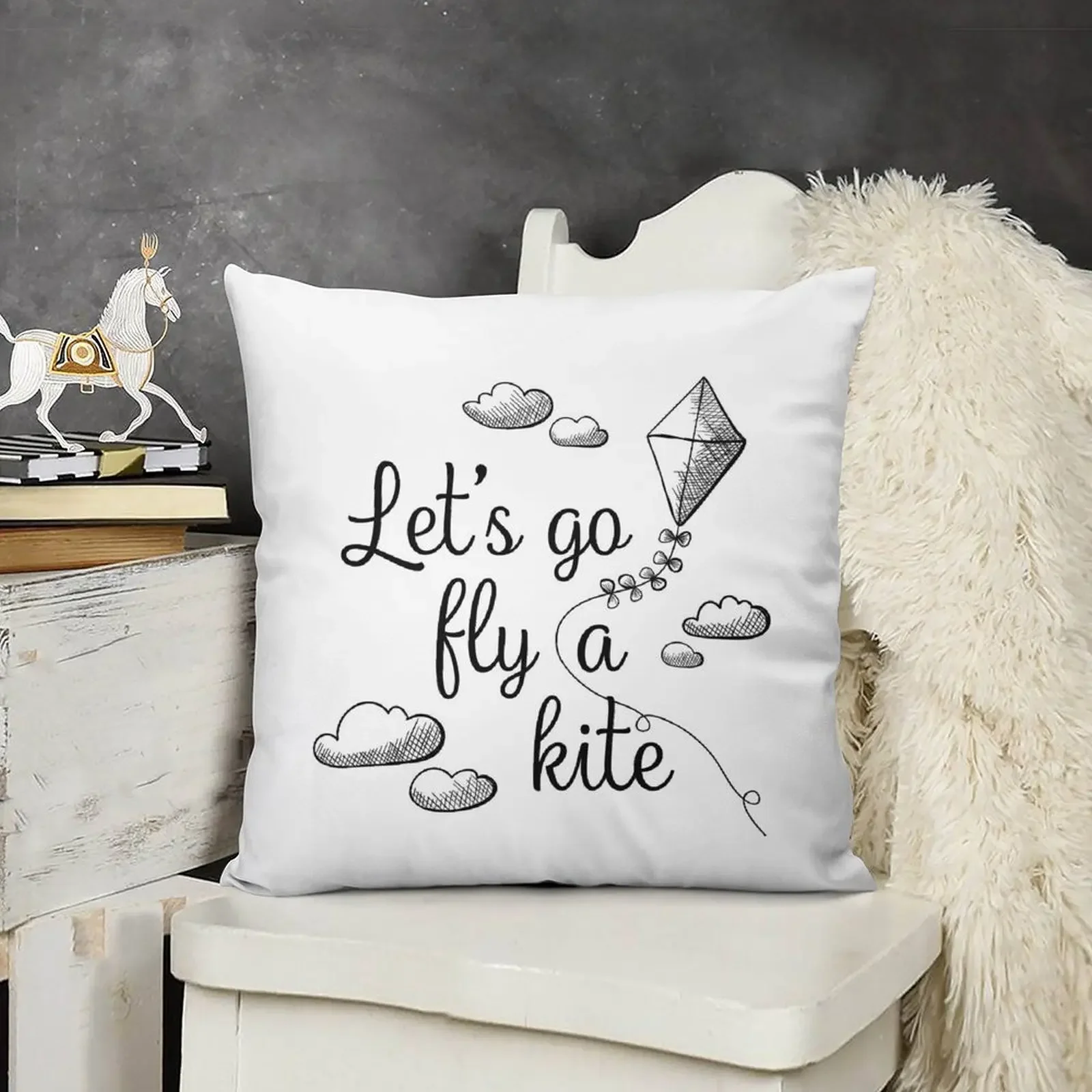 

Lets Go Fly A Kite - A practically perfect fan design Throw Pillow Anime Sofa Cushions Cover pillow