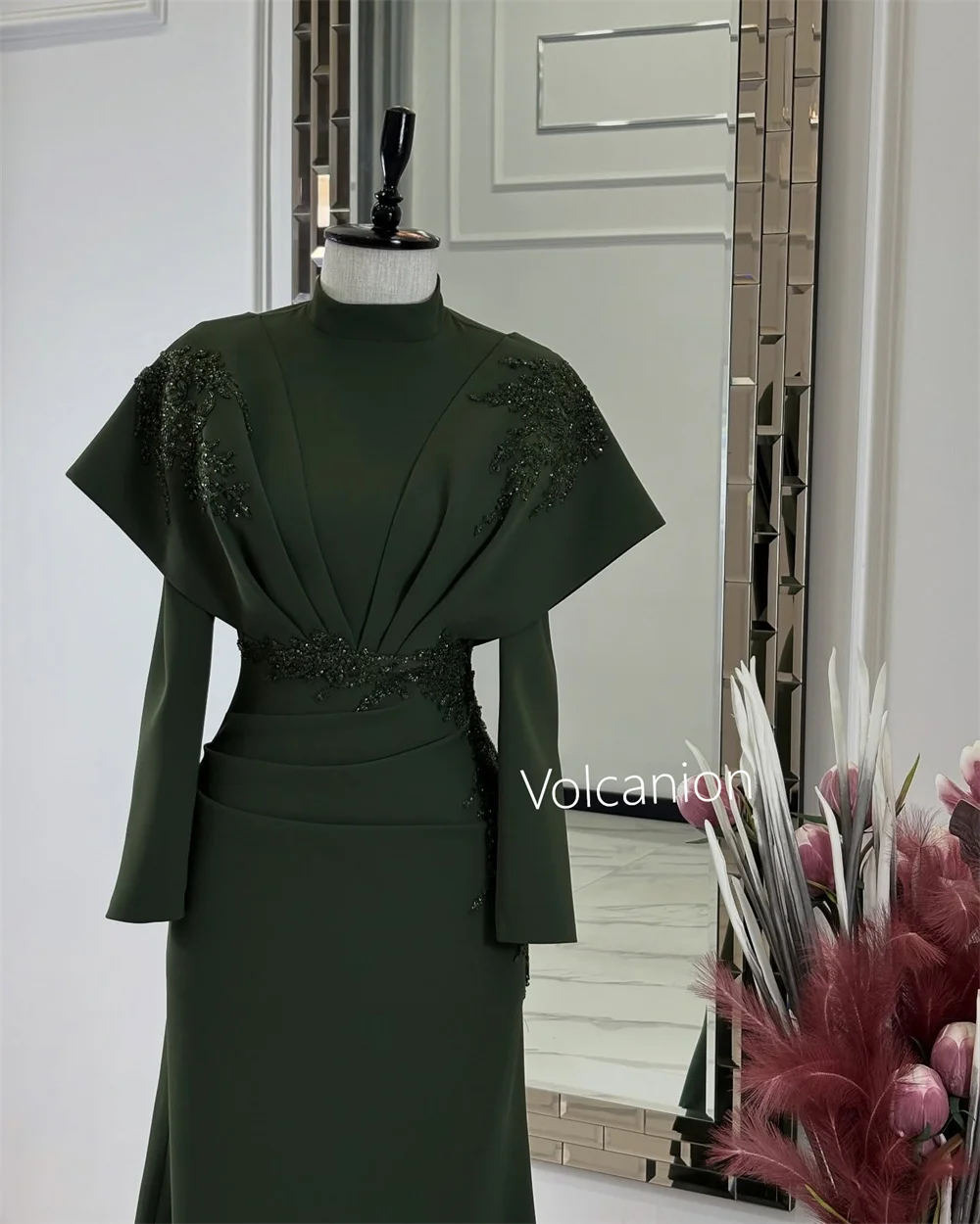 Индивидуальные длинные платья трапециевидной формы со стразами и высоким воротником на заказ, доступны размеры в китайском стиле в стиле ретро