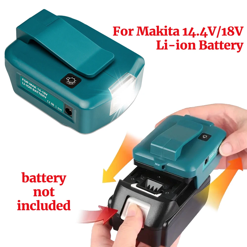 Conversor Usb Duplo com Lâmpada Led Adaptador de Luz Led de Trabalho Makita 14.4v Bateria Li-on 18v Bl1830 Bl1430 Tipo-c 1pc