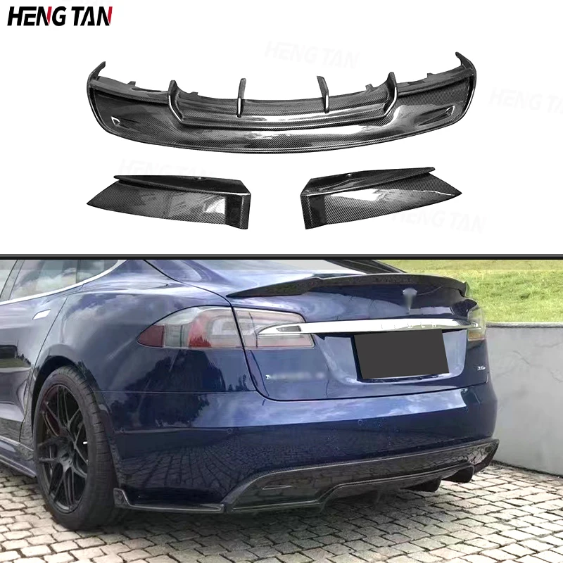 

For Tesla Model S 2012-2015 Carbon Fiber Car Rear Bumper Lip Diffuser Spoiler Parts Upgrade Body kit