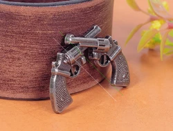 10pcs Antique Nickel Western Cowboy Cross Pistol LeatherCraft Belt Decor Conchos