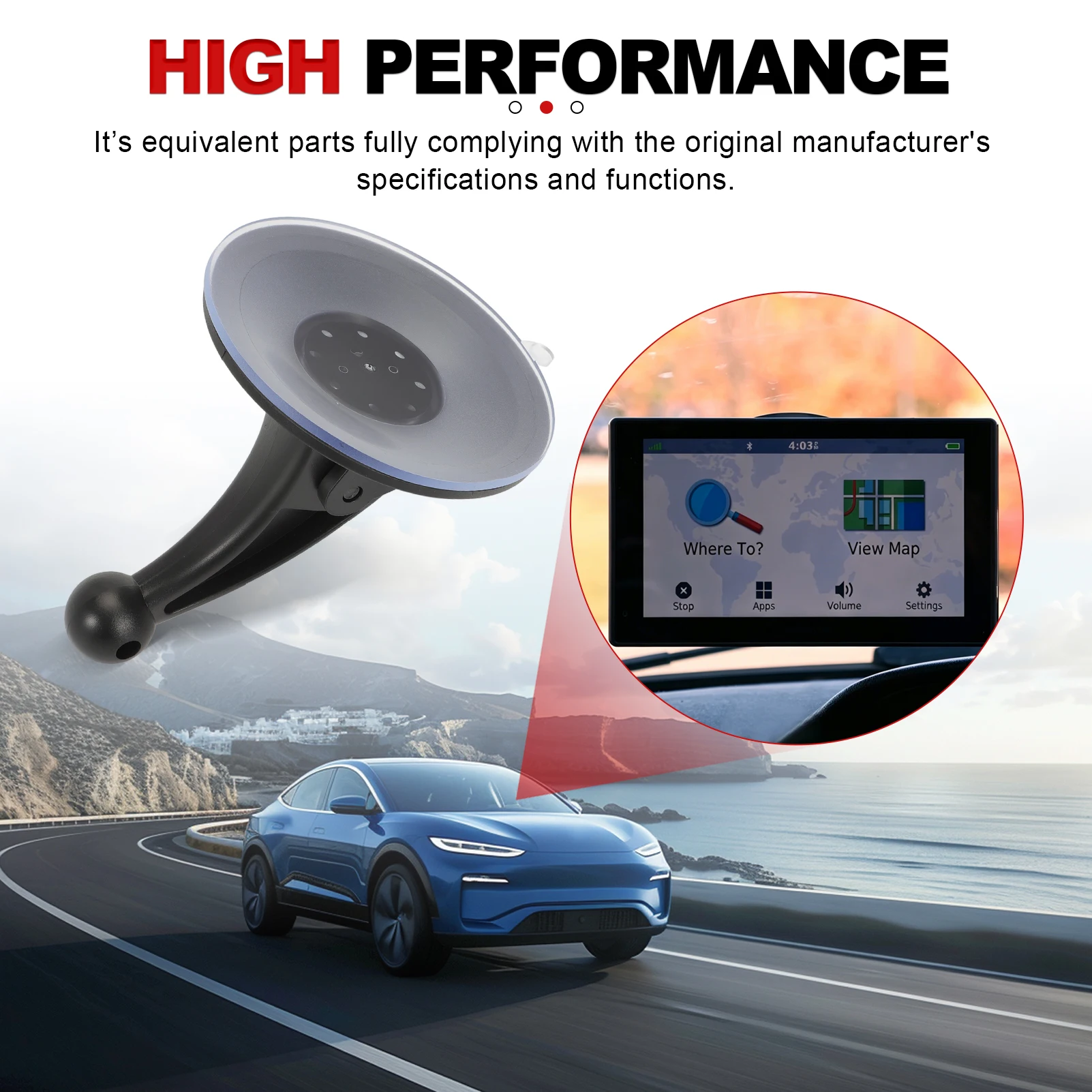 Windscreen Dashboard Ball Head Suction Cup Mount Holder Bracket Support Fits for Car Phone Garmin GPS Navigator