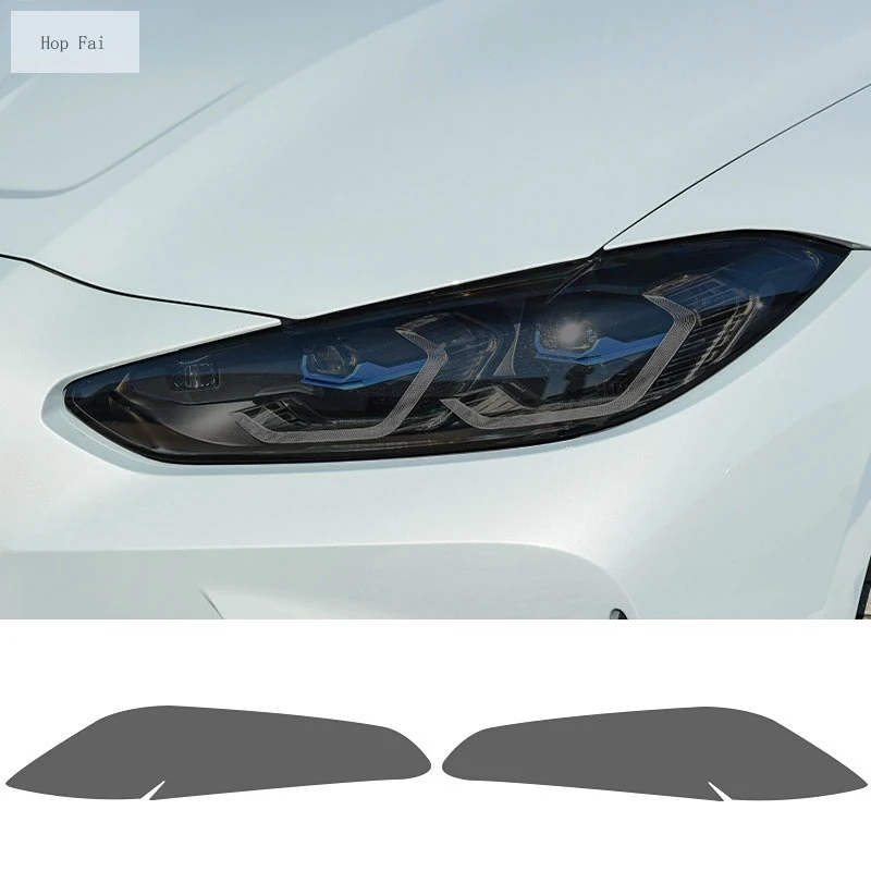 

2 Pcs M Performance Car Headlight Protective Film Front Light Transparent Smoked Black TPU Sticker For BMW M3 G80 G81 2021 2022