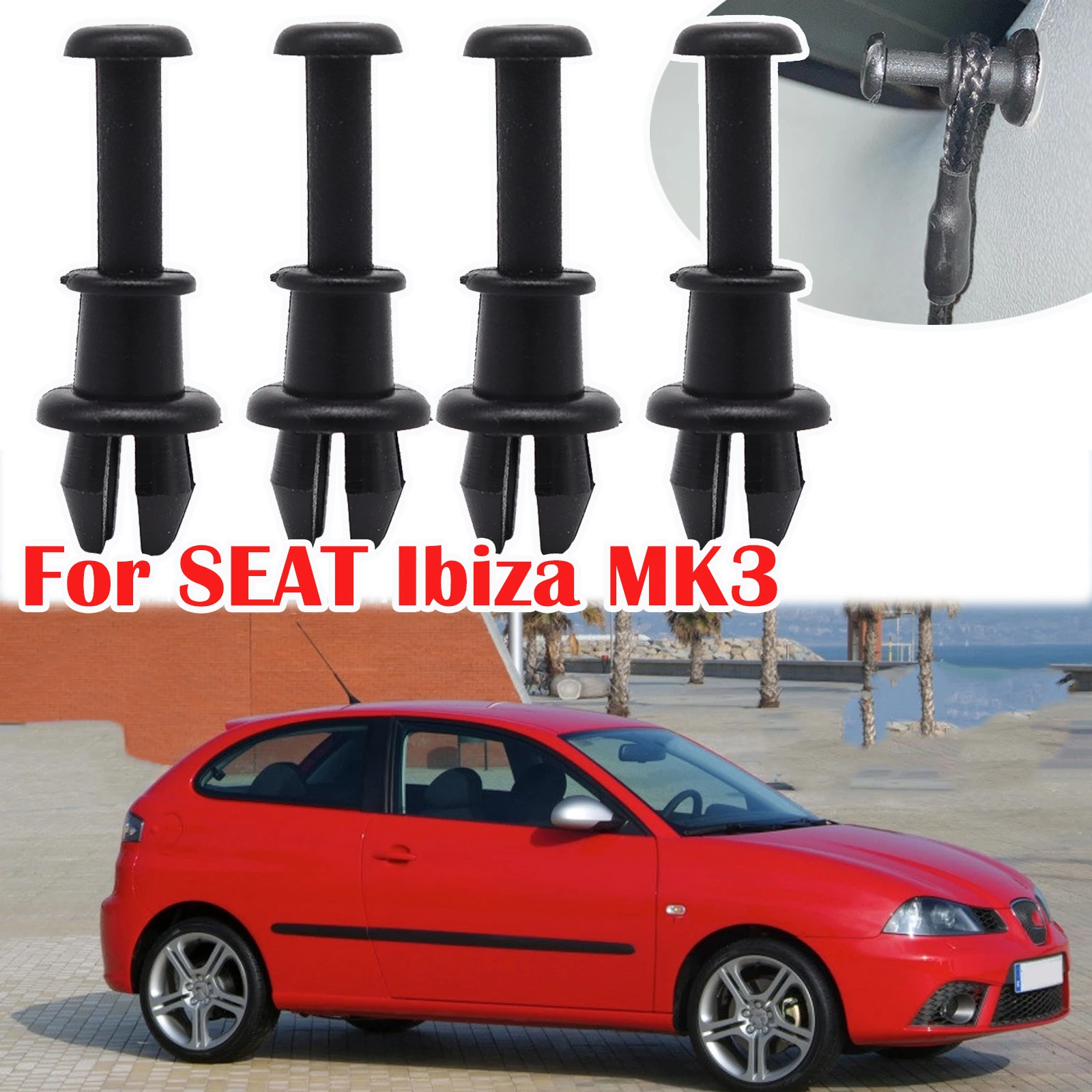 

For SEAT Ibiza MK3 6L MK4 6J MK5 6F/KJ1 2002 - 2021 Car Rear Trunk Parcel Shelf String Clips Holder Pivot Hanger Accessories