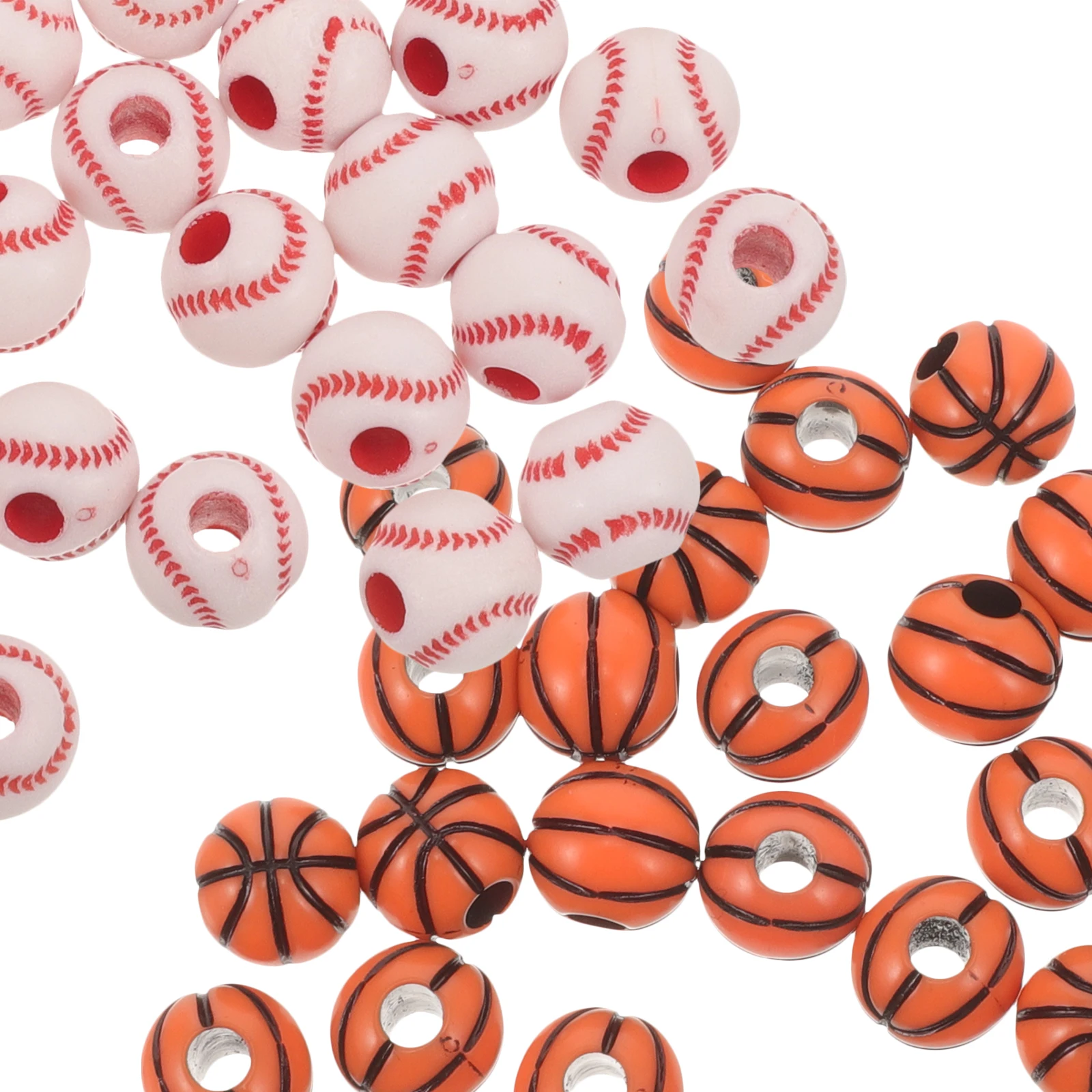 

200 Pcs Small Beads Sports Ball Charms for Jewelry Making Acrylic Cute Loose Spacer