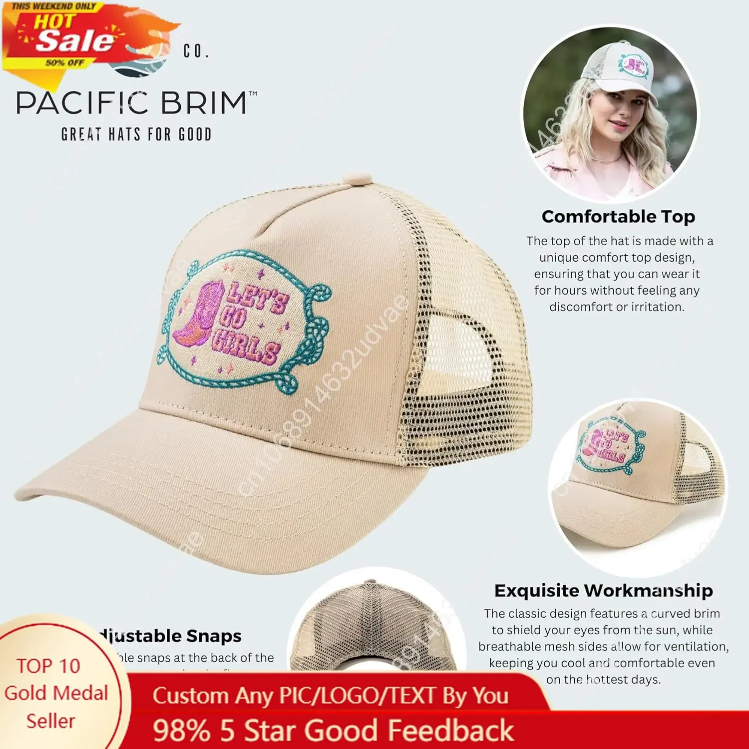 

Women's and Men's Adjustable Cap Mesh Side Panels Trucker Hat