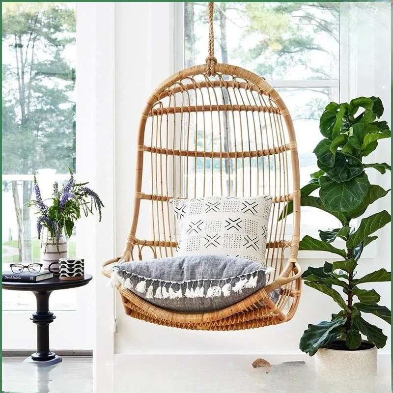 Leisure B & B holiday wind rattan hanging chair, lazy balcony bedroom rocking chair, living room bird cage swing hanging basket