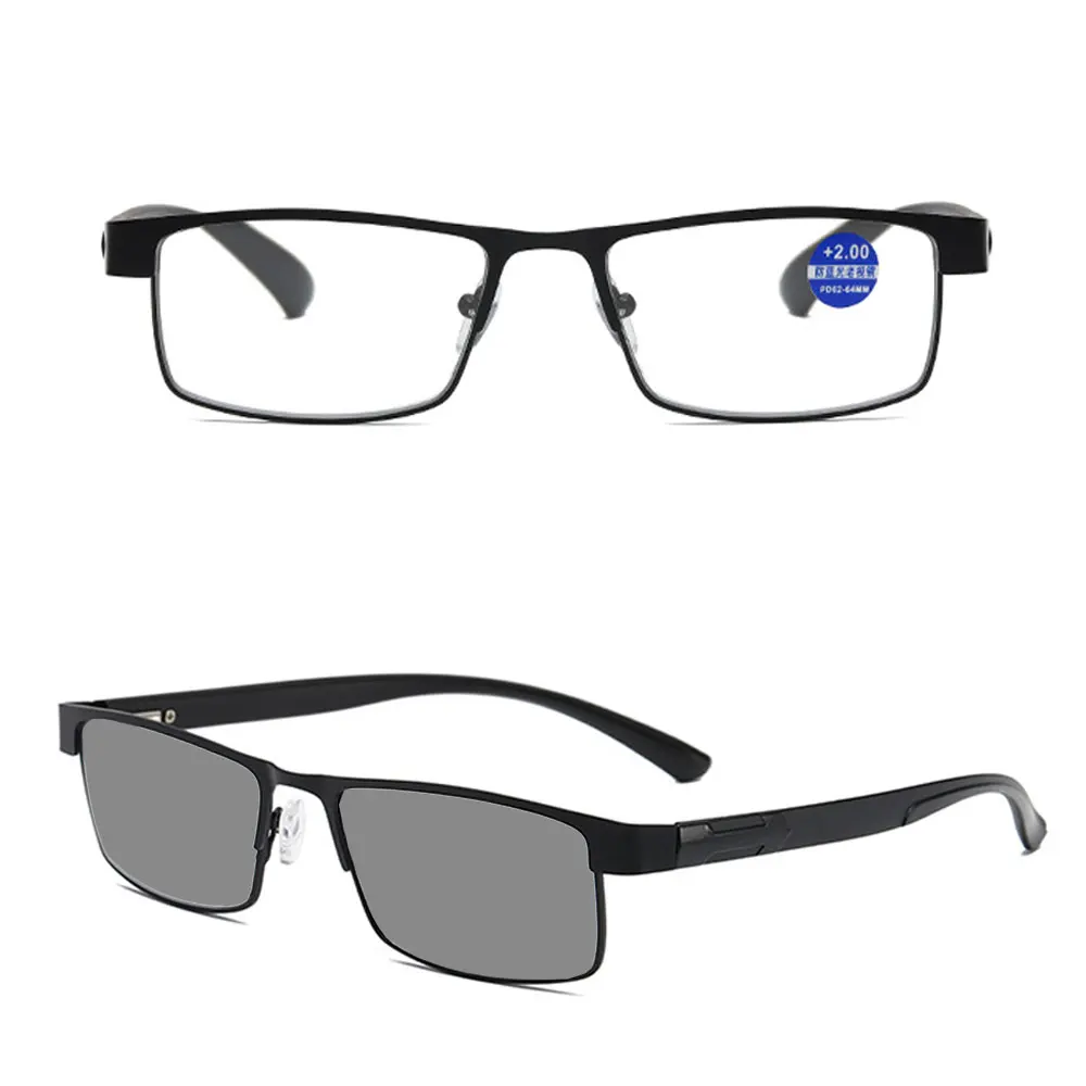 SNQP Titan Legierung Lesebrille Männer Business Photochrome Hyperopie Brillen mit Dioptrien Bis +4,0 Einfache Presbyopie Brillen 4