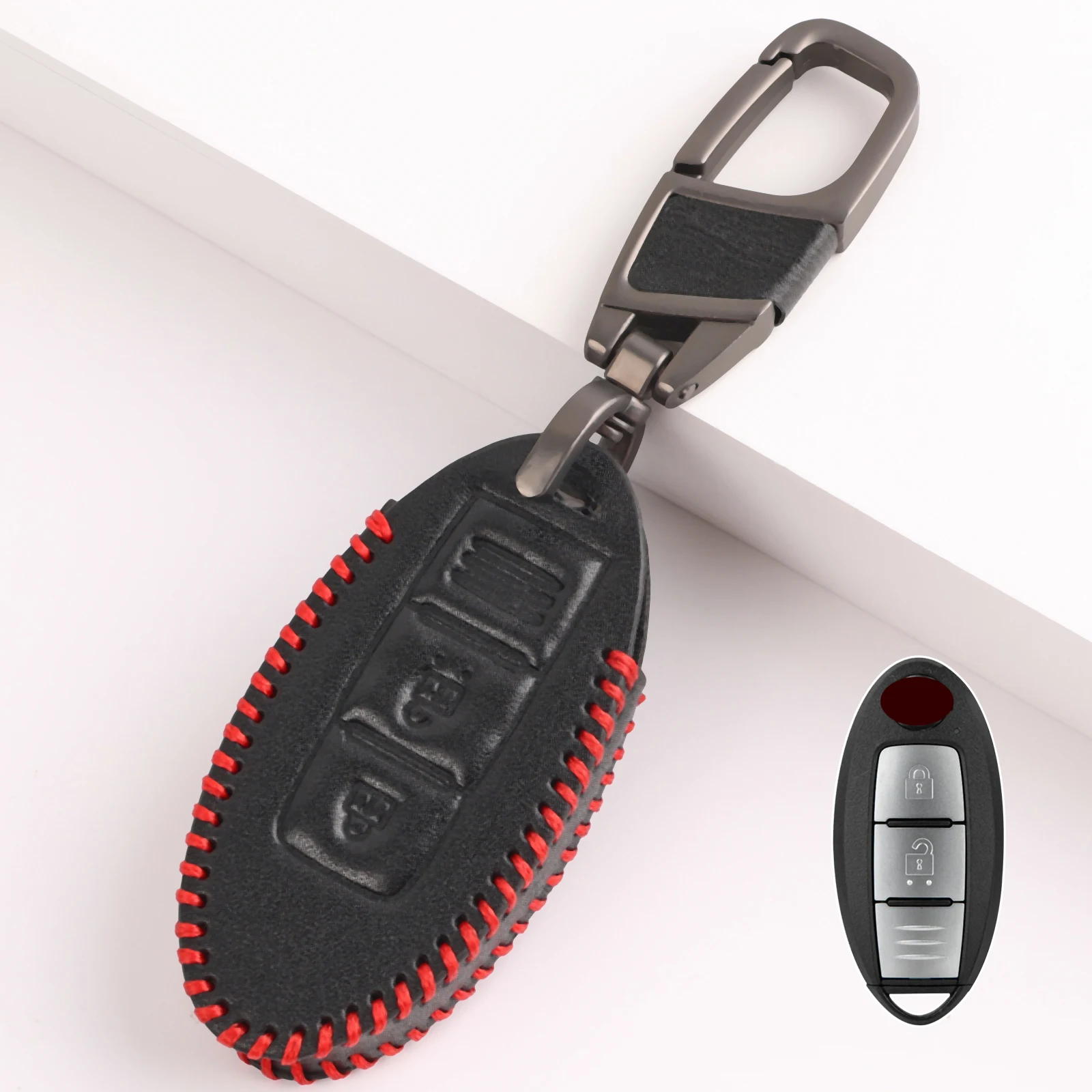 For Nissan Qashqai Pulsar March 370Z Note Tiida Wingroad NV200 Leaf Cube 2014 2015 Car Key Fob Shell Case Holder Cover 3 Button - view 3