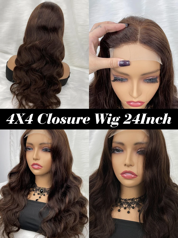 13X4 Chocolate Brown Body Wave Lace Front Wig HD Transparent Lace Frontal Wig Human Hair Preplucked Colored Human Hair Wigs Remy