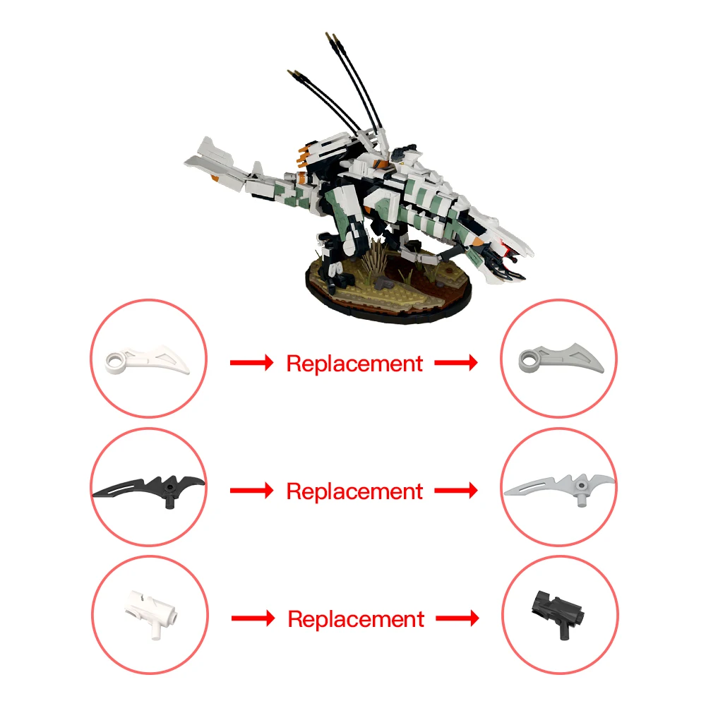 Gobricks MOC Horizons Dawn Thunderjaw Bricks Model Game Figure Thunderjaw Monster Beast Tooth Building Blocks Set Toy Gift