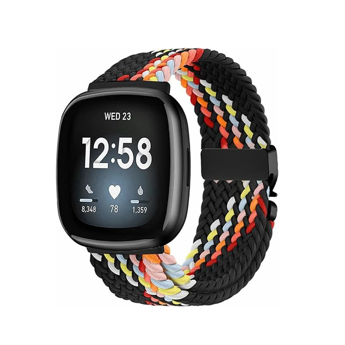Braided Stretchy Band for Fitbit Versa 4/Versa 3/Sense 2/Sense Watch Band,Parachute Strap Nylon Elastic Loop Strap for Versa3/4