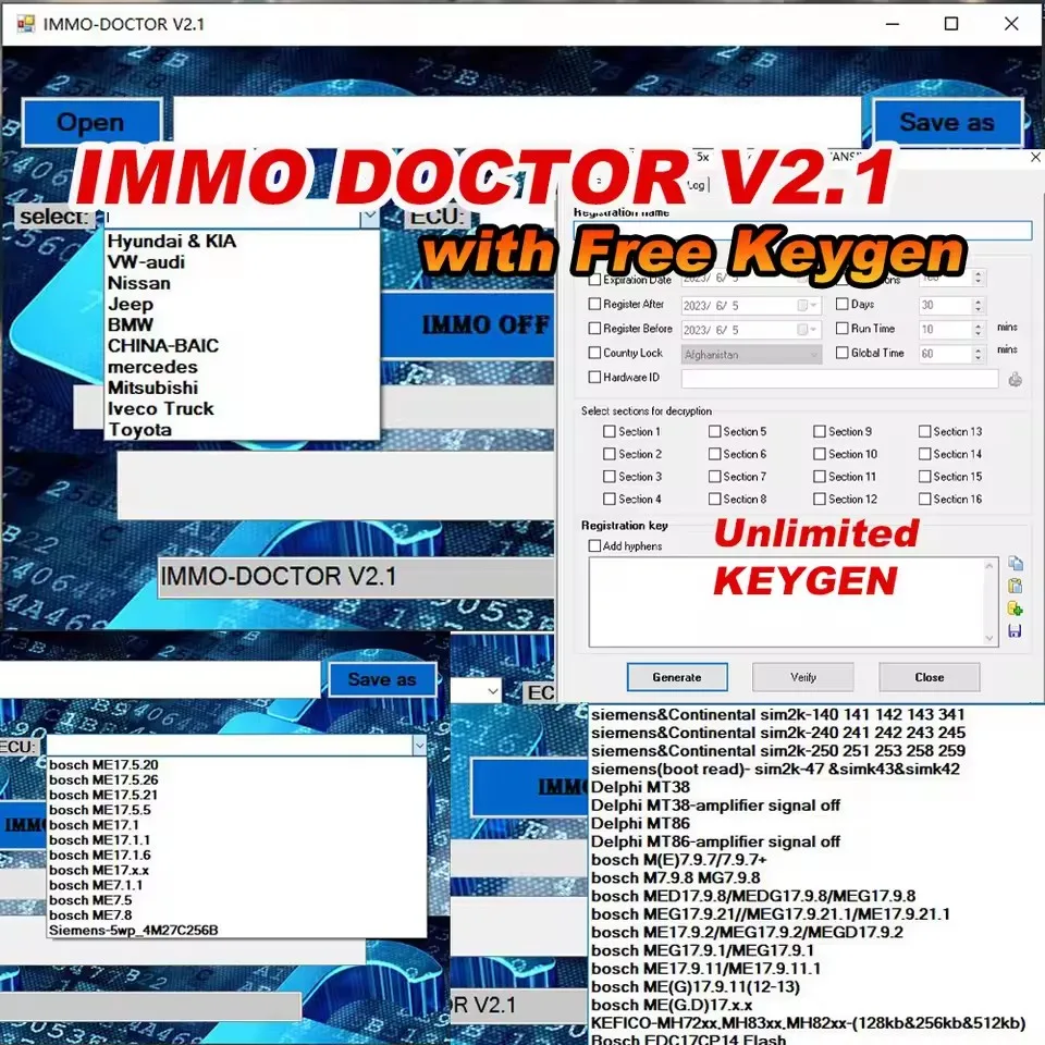 Автомобильное программное обеспечение Immo 5 в 1 IMMOFF 17 Immo off 17 Immo Doctor V2.1 AETOOL IMMO REMOVER 1.3 ImmoKiller V1.10 IMMO SERVICE TOOL V1.2