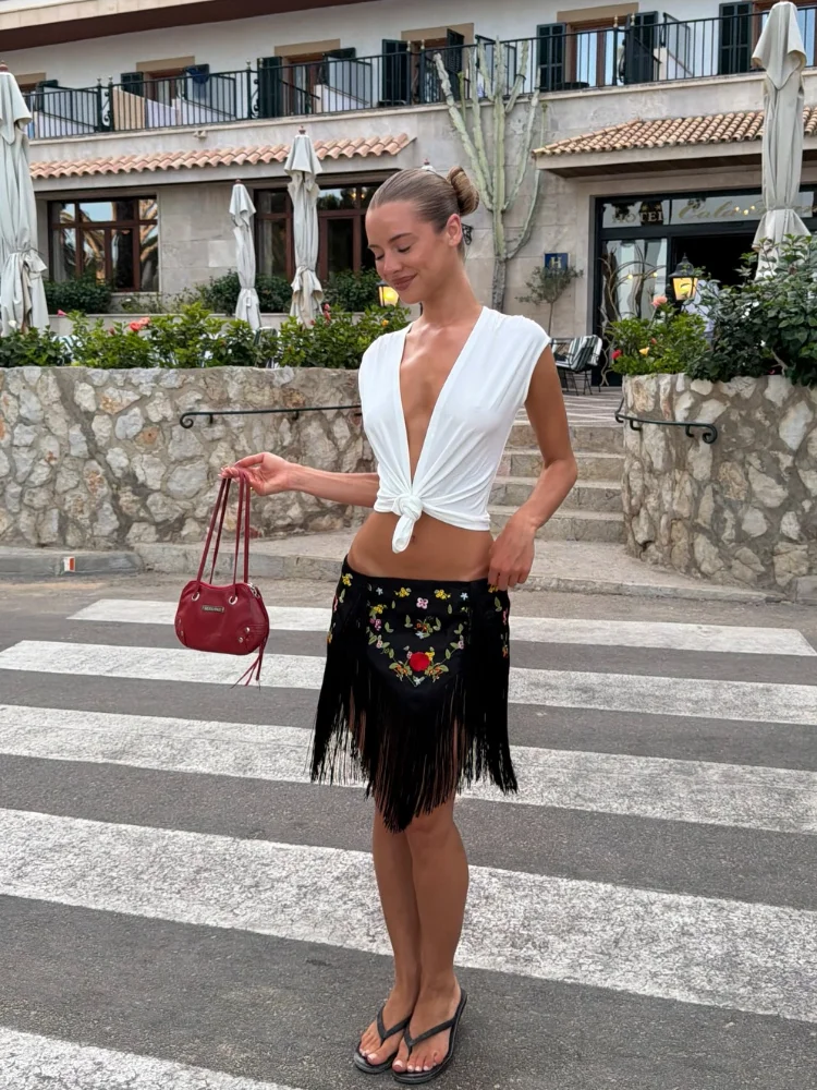 Retro Vacation Sarong Skirt Stylish Trendy Chic Coverup Women Beach Bottom Poolside Summer Seaside Outfit