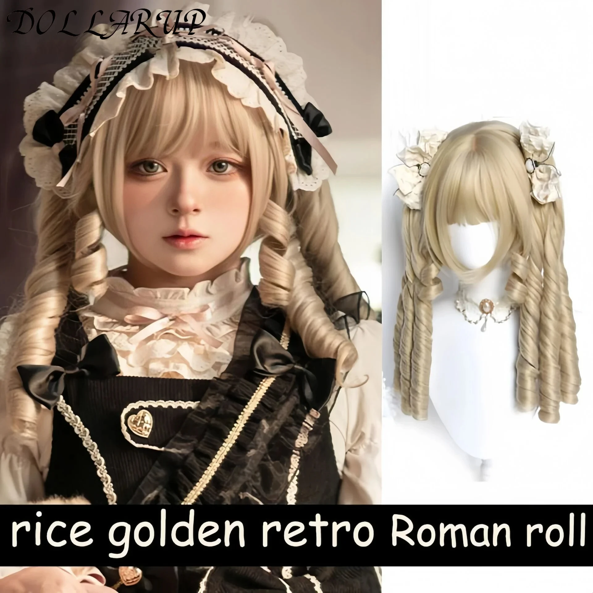 JKL Short Wavy Honey Brown Copper Synthetic Wigs with Bangs Cosplay Lolita Bob Wig for Women Afro Daily Natural Heat Resistant H