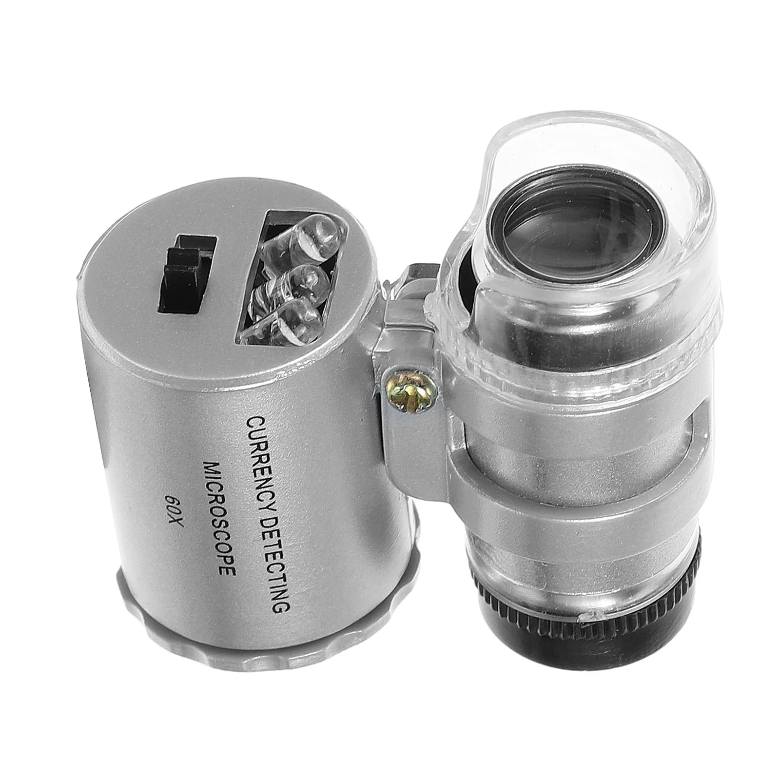 Mini Microscope de poche LED 60X, Loupe de détection devises de bijoux, Loupe de Microscope compacte, lumière LED brillante Portable