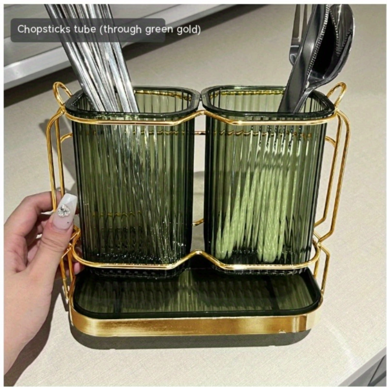 1Pc Nordic-Inspired Luxury Chopstick & Spoon Holder - Wall-Mounted, Portable Kitchen  Organizer