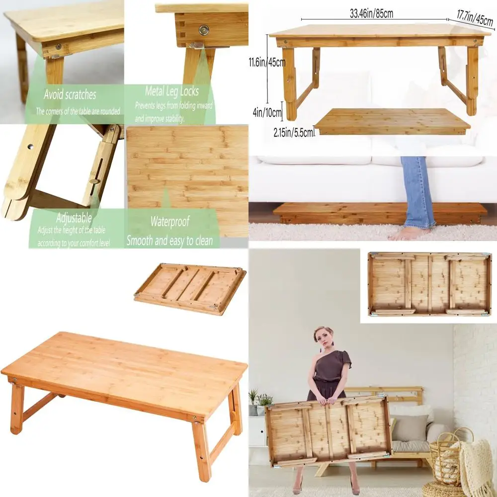 

Folding Bamboo Picnic Table for Small Spaces and Indoor Use, 33.5L x 17.7W x 15.7H