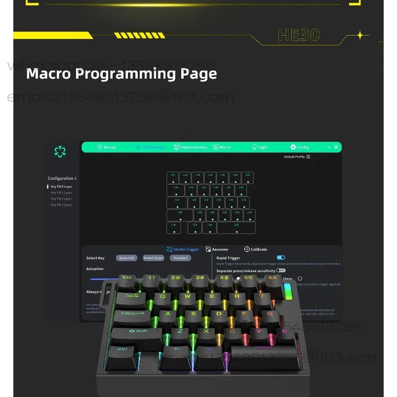HE30 Mechanical Keyboard One-handed 29 keys Magnetic Switch Smart Speed Quick Trigger E-sports Gamer Gaming Keyboard