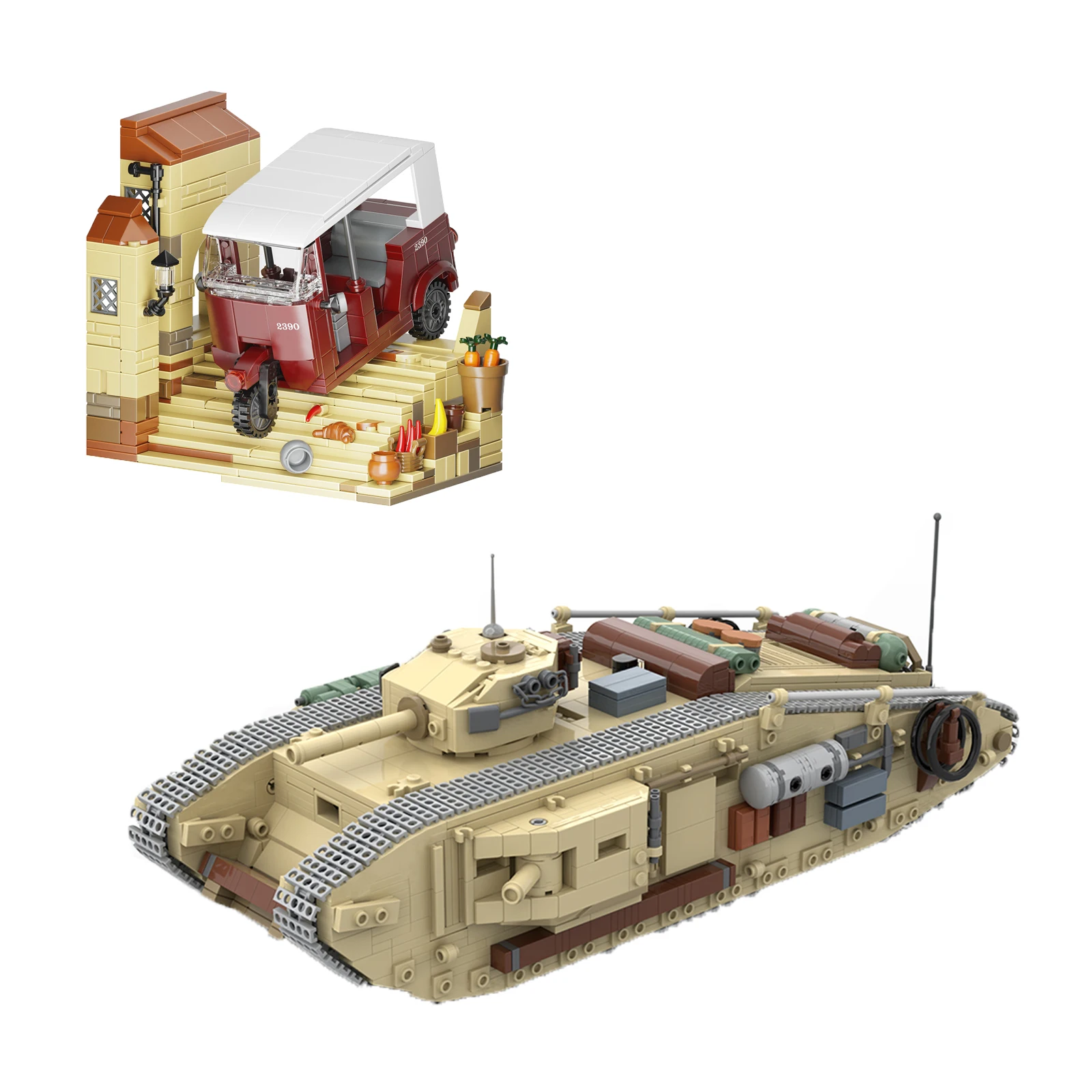 Tuk-tuk 1132 coche Mark VII tanque de bloques de construcción conjunto película Indianaed última cruzada tanque modelo juguetes regalos para fanáticos adultos