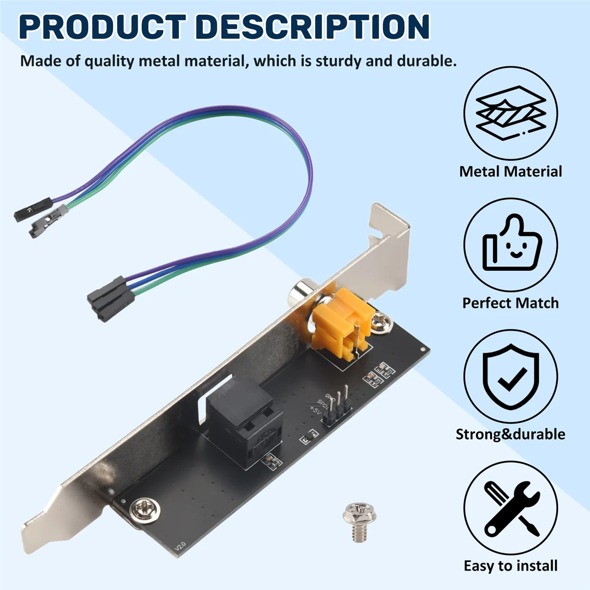 ABLJ24Bit 192Khz Daughter Card SPDIF Optical and RCA Out Plate Cable Bracket Digital Audio Output for ASUS Gigabyte