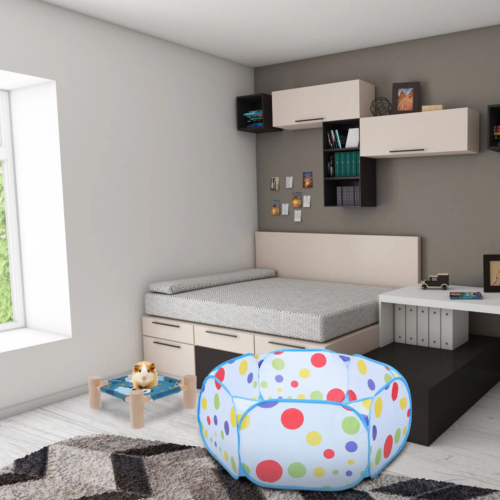 

1 шт. Портативный складной защитный барьер для домашних животных, вольер для мелких животных, для хомяков, для занятий в помещении, для изоляции ежей