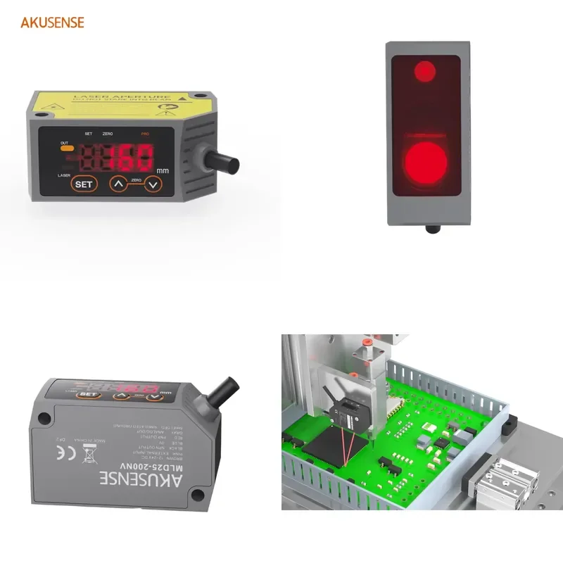 MLD25 High Accuracy Analog 4-20mA Triangulation Displacement Sensor Akusense 0.01mm-200mm Measuring Range Sensor