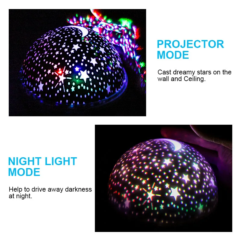 Star Projector Table Lamp Rechargeable Children Bedroom LED Night Light Baby Lamp Rotating Starry Nursery Moon Galaxy Projector