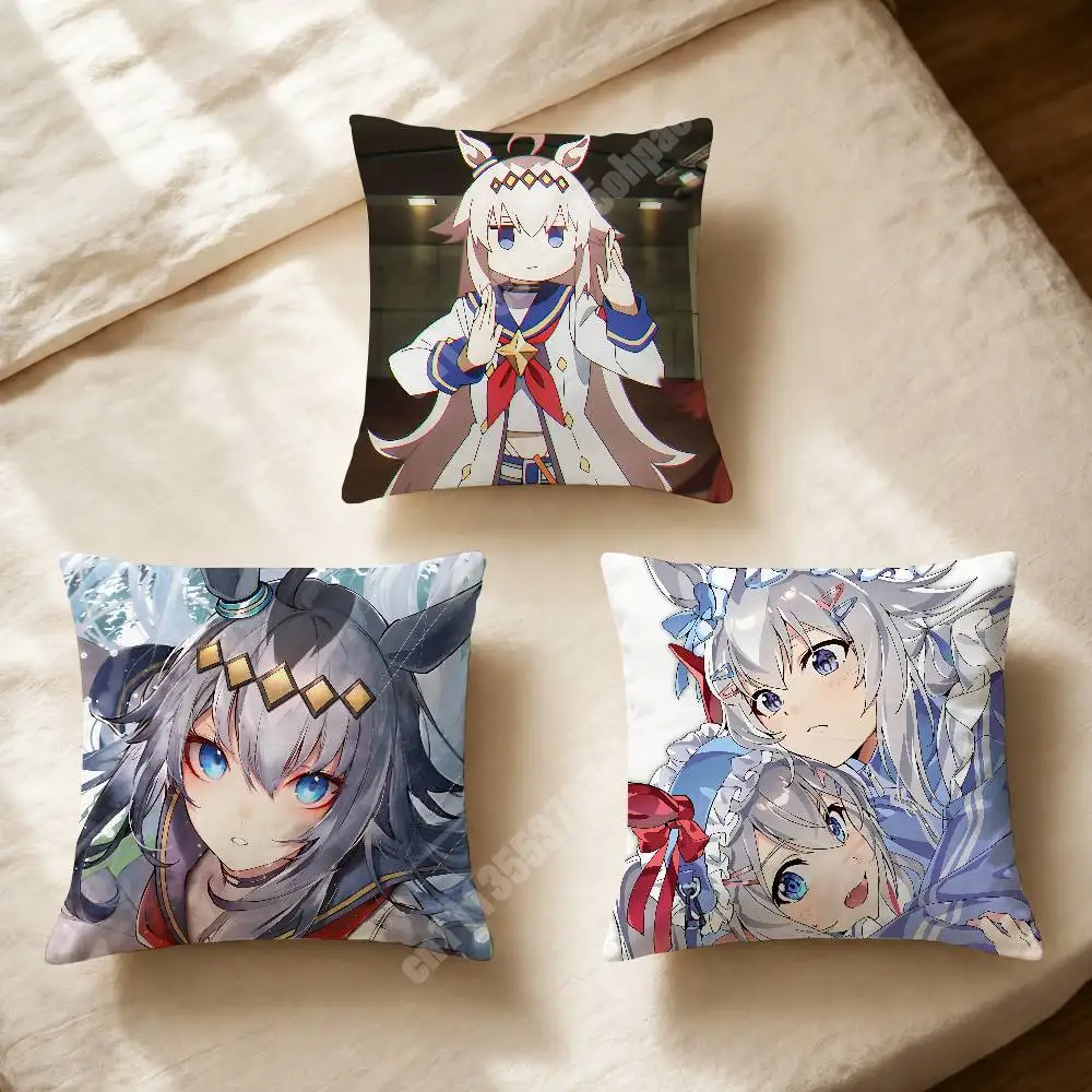 UmaMusume Oguri Cap Cinderella Gray Pillow Cover Sofa Couch Cushion Case Creative Workspace Accent Home Decor