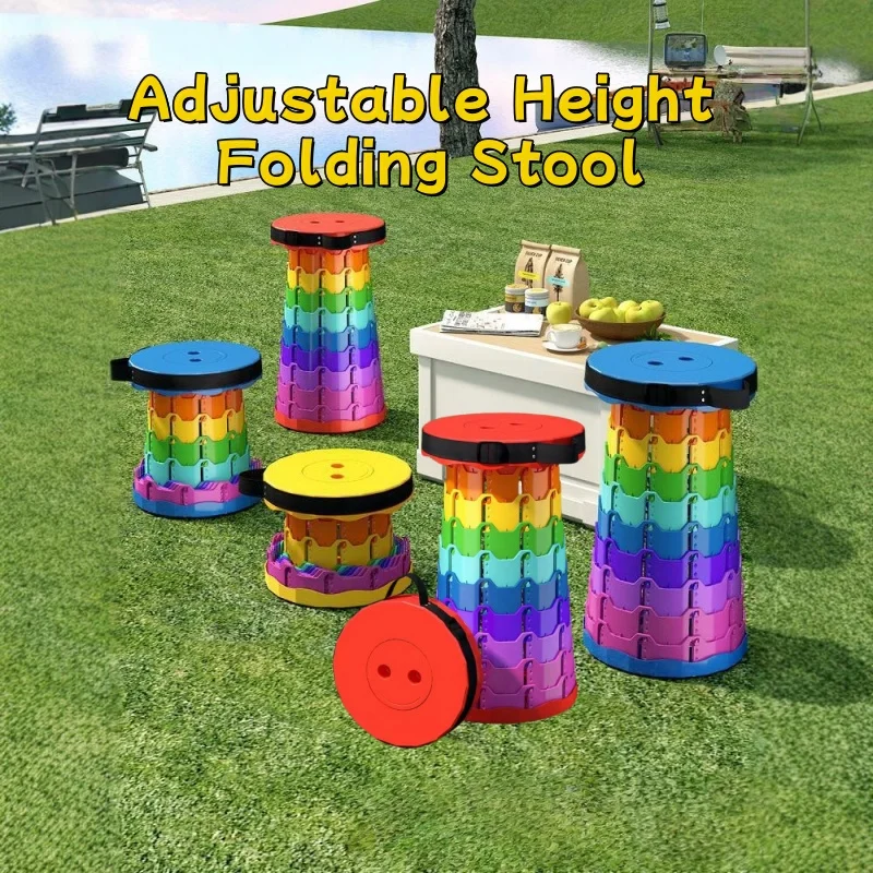 

Adjustable Height Folding Stool - Lightweight Portable Plastic Chair for Fishing, Beach, Camping & Outdoor Activities