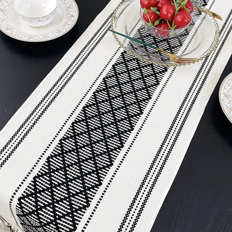 Cotton and Linen Table Flag Home Decoration TV Cabinet Dining Tables Mat American Colorful Checkered Rectangular Long Tablecloth