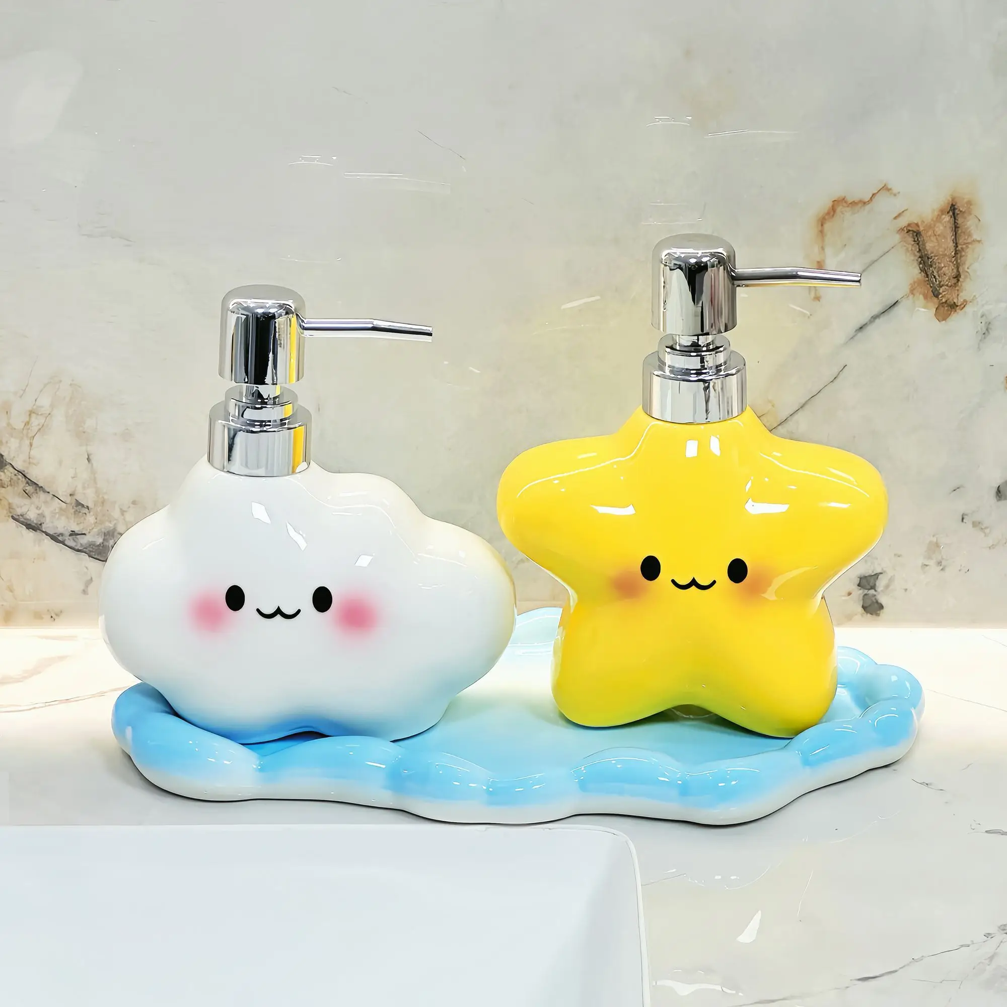 

Cartoon Cloud Star Hand Sanitizer Refill Bottle Bathroom Shower Gel Shampoo Lotion Bottle Soap Dispenser Bathroom Accessories