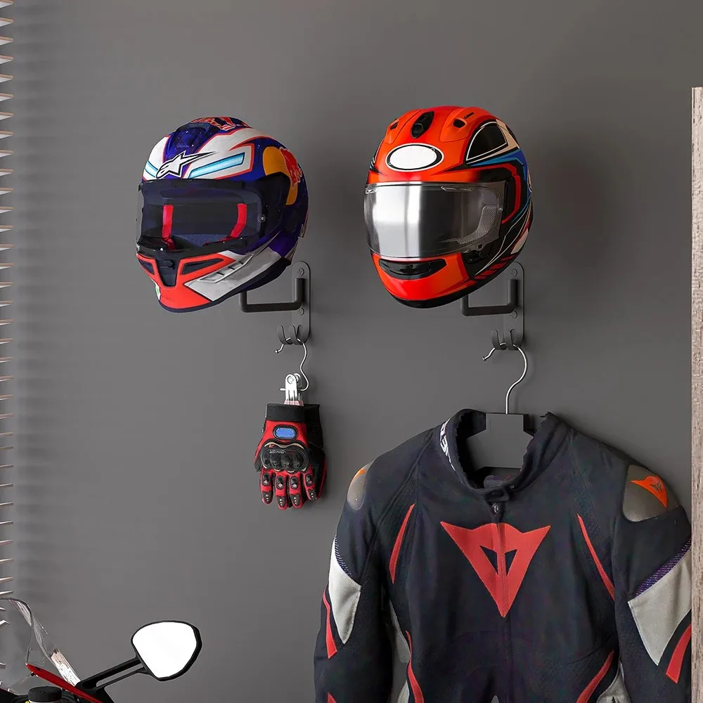 Motorcycle Car Parts Tools Clothes Bag Coats Caps Rugby Bicycle Helmet Racks 180° Rotating Wall Mounted Helmet Display Holder
