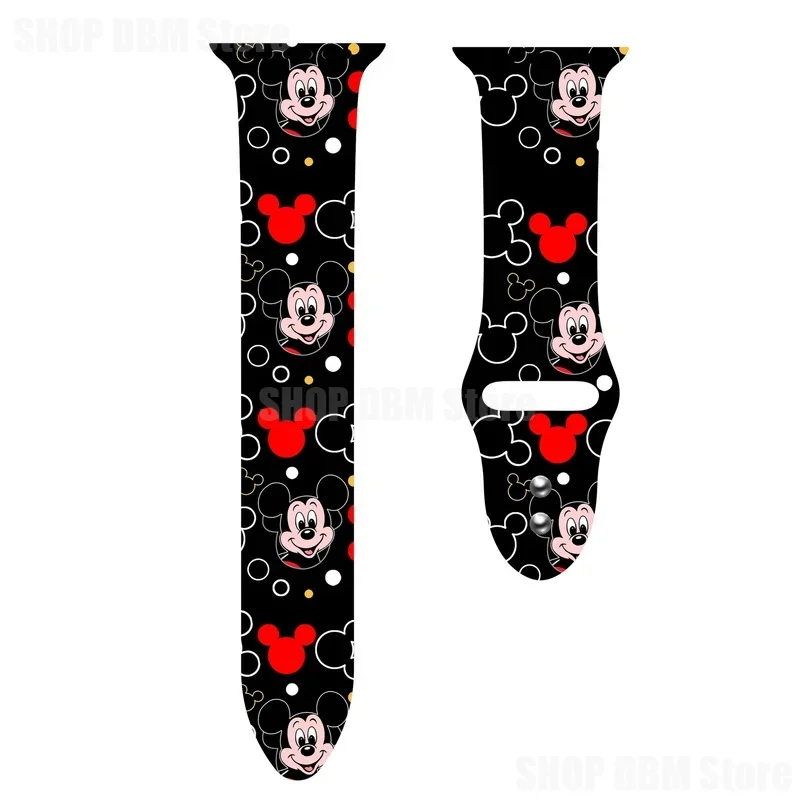 Disney Mickey Minnie Mouse Strap Bands for Apple Watch Iwatch 44mm 40mm Bracelet Series 7 6 Se 5 4 3 42mm 38mm Replacement Strap