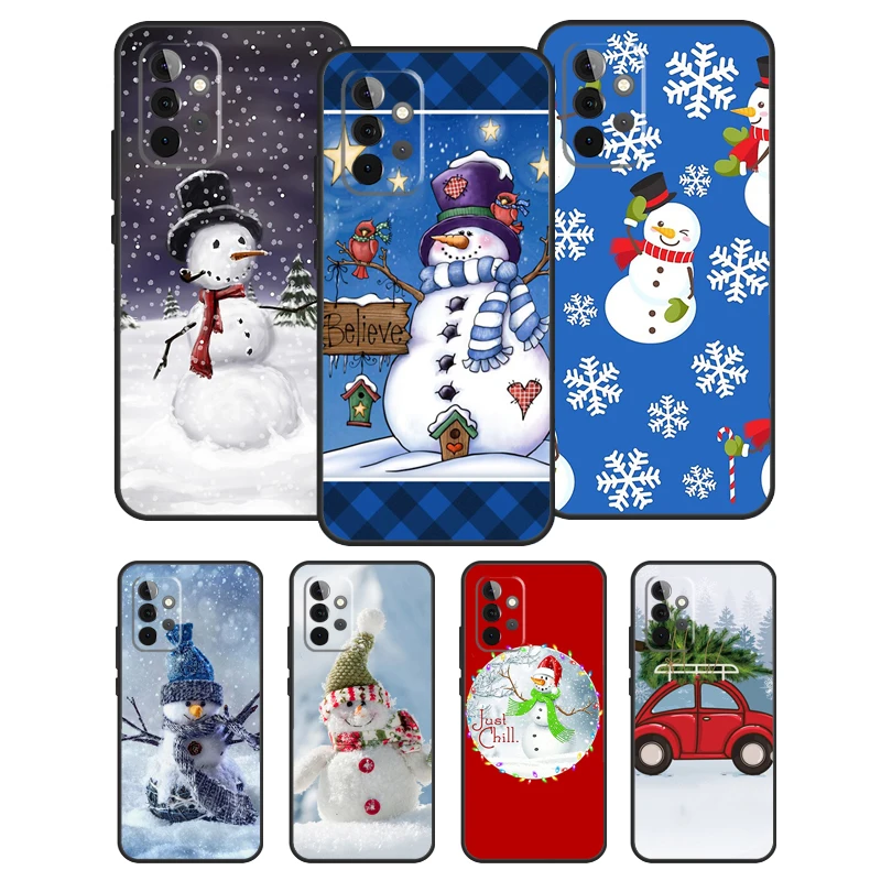 Christmas Snowman Case For Samsung Galaxy A51 A71 A52 A72 A12 A22 A32 A42 A50 A70 A21S A52S Phone Cover