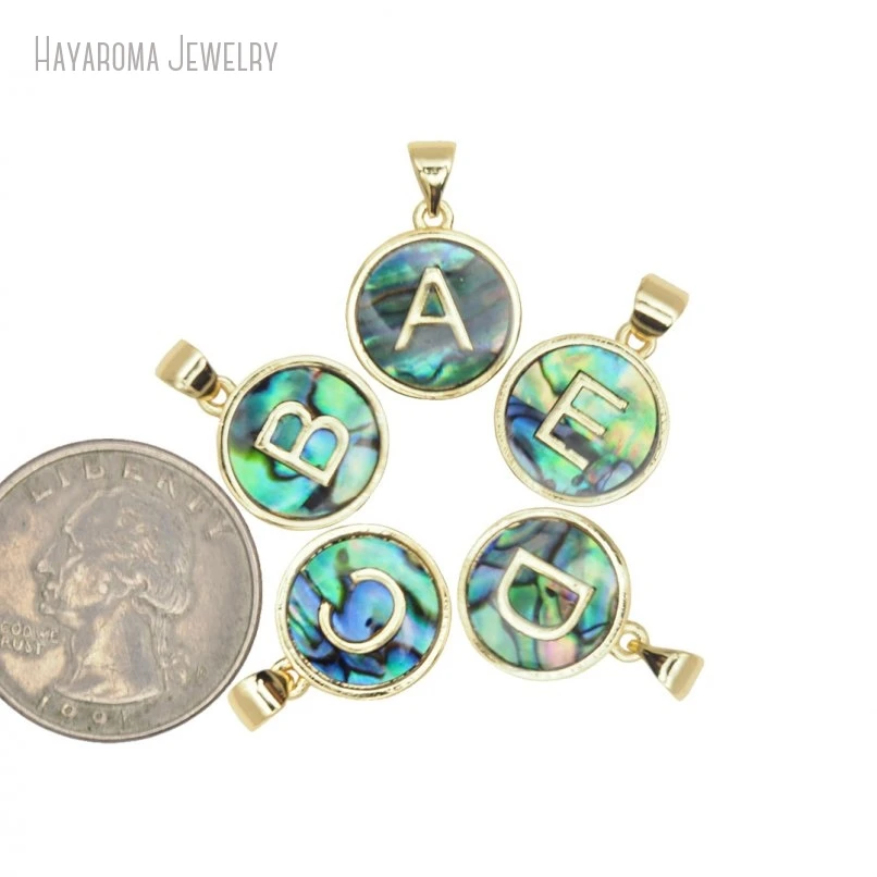 

10Pcs Pendant Jewelry Abalone Shell Metal Copper Gold Color Wholesale Charms PM32431