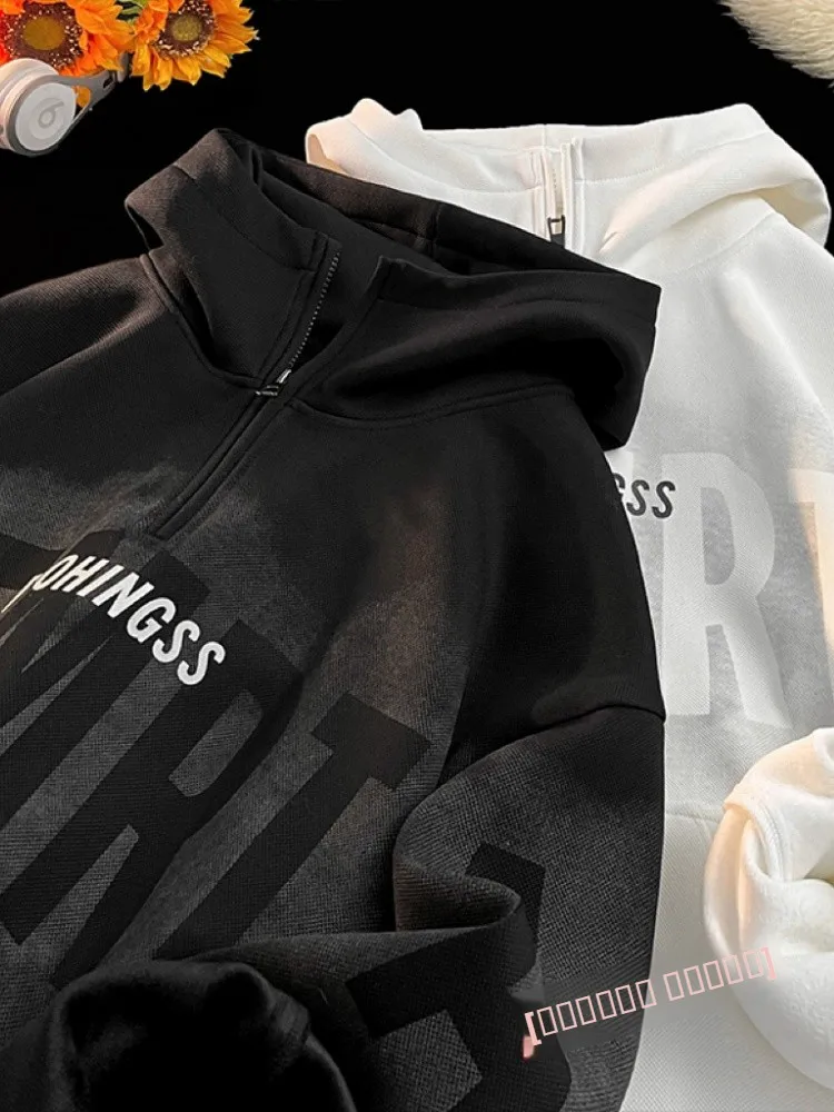 

Trendy American Winter Printed Hoodie Men's Loose Long Sve Warm School Sle Sweatirt Youth Faion Casual Antimicrobial