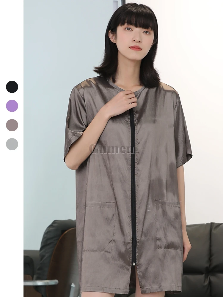 Barber Work Clothes Summer Pet Shop Uniform Non Sticky Hair Apron Hair Salon Anti Hair Anti Static Gown Hairdressing Robe M/L/XL