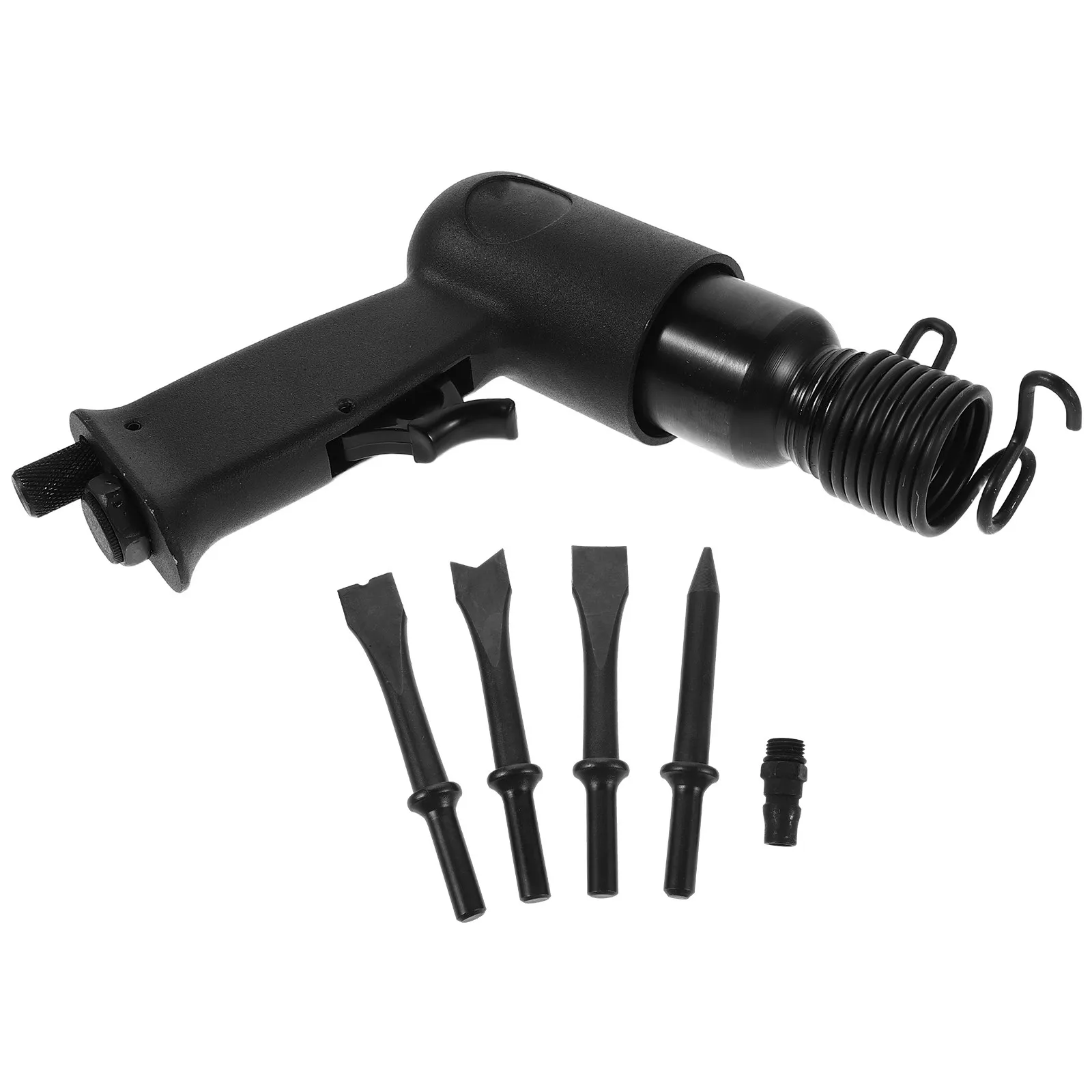 1Set High-Efficiency Pneumatic Hammer Tool Ergonomic Lightweight Air Impact Hammer with 4 Chisels for Rust Removal Automotive