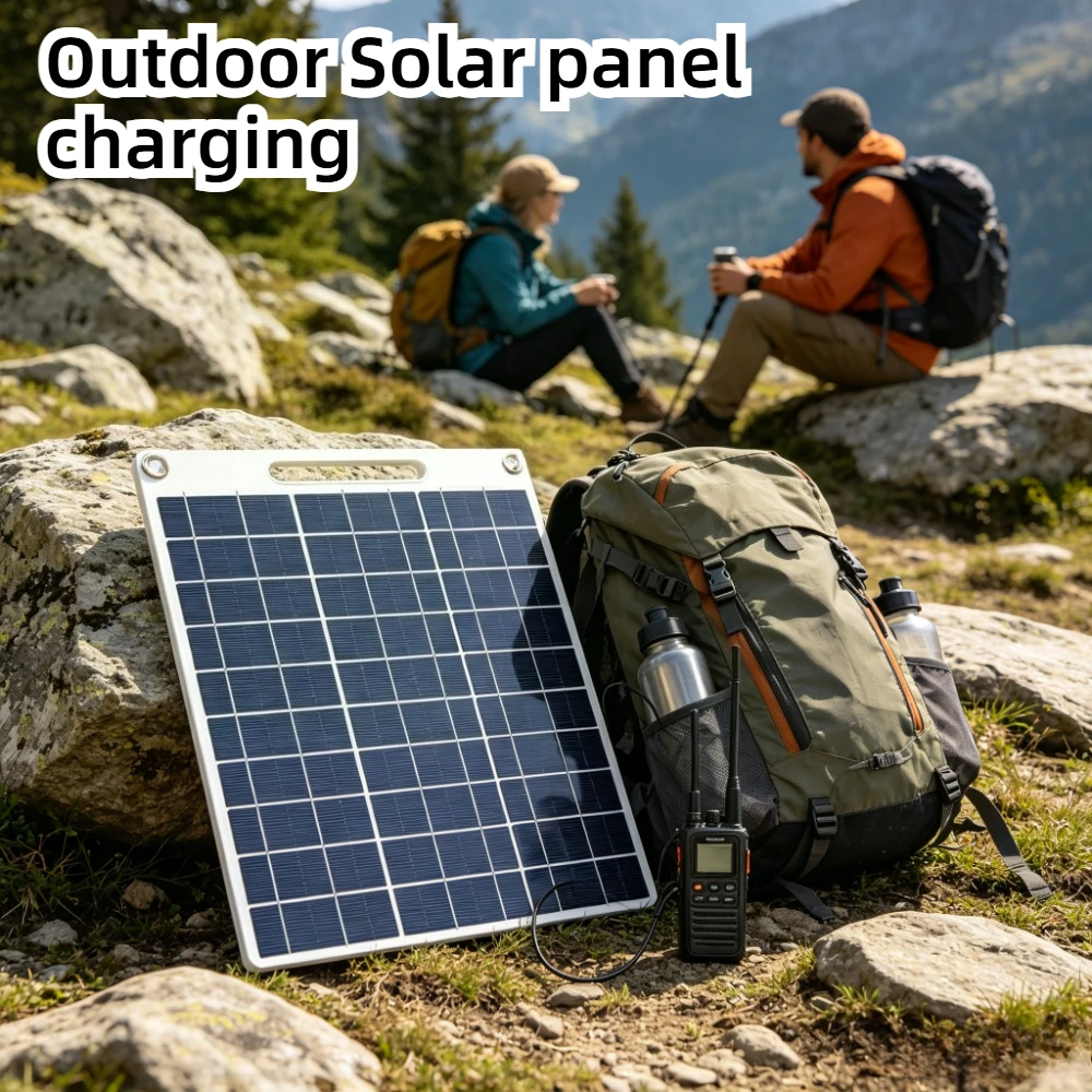 Cargador Solar Portátil Impermeable con Doble USB 5V de Carga Rápida, Banco de Energía Solar para Exteriores, para Camping, Senderismo y Uso en Emergencias
