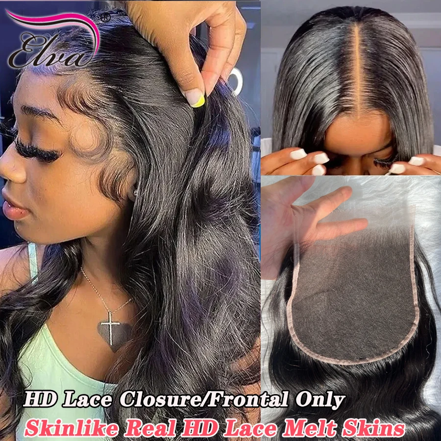 9X6 Straight Invisible 13X6 HD Lace Frontal Closure Only Melt Skins Pre plucked 2X6 5X5 6X6 7X7 HD Lace Closure Only Human Hair