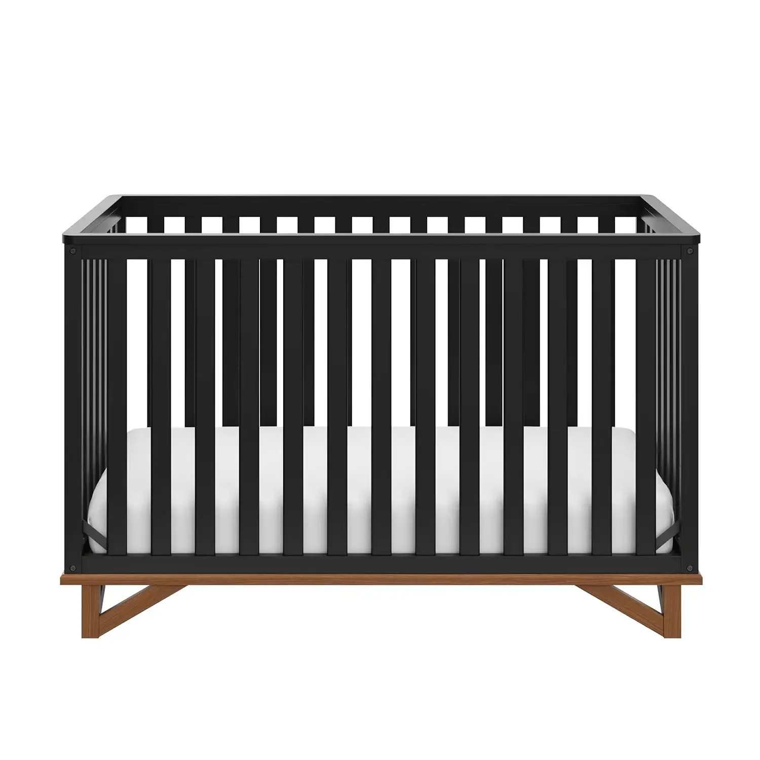 Storkcraft Santa Monica 5-in-1 Convertible Crib (Black with Vintage Driftwood) – GREENGUARD Gold Certified, Modern Design, Two-T