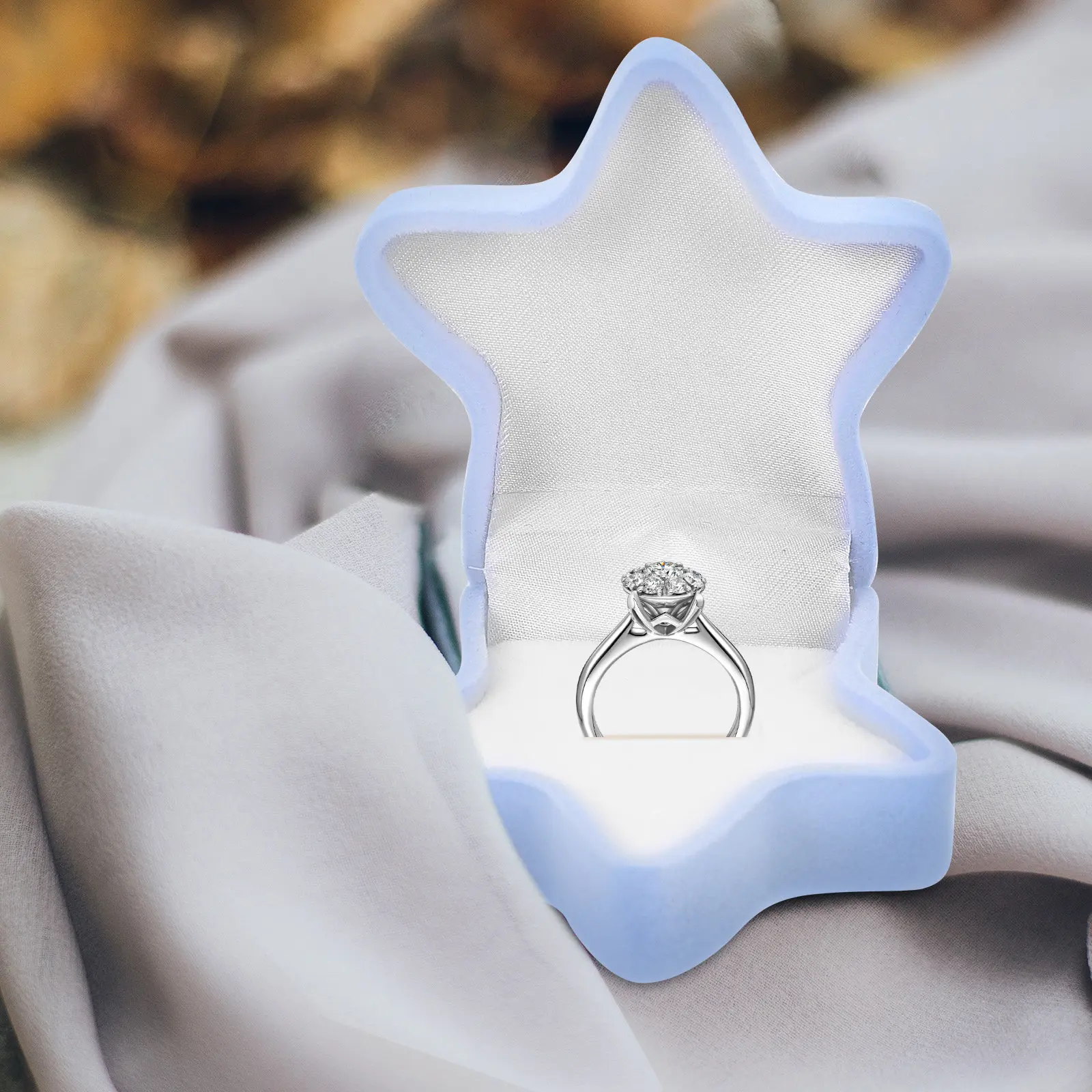 

2Pcs Star Ring Box Premium Jewelry Display Case Ring Holder Organizer for Rings Necklaces Earrings Gift Packaging Box