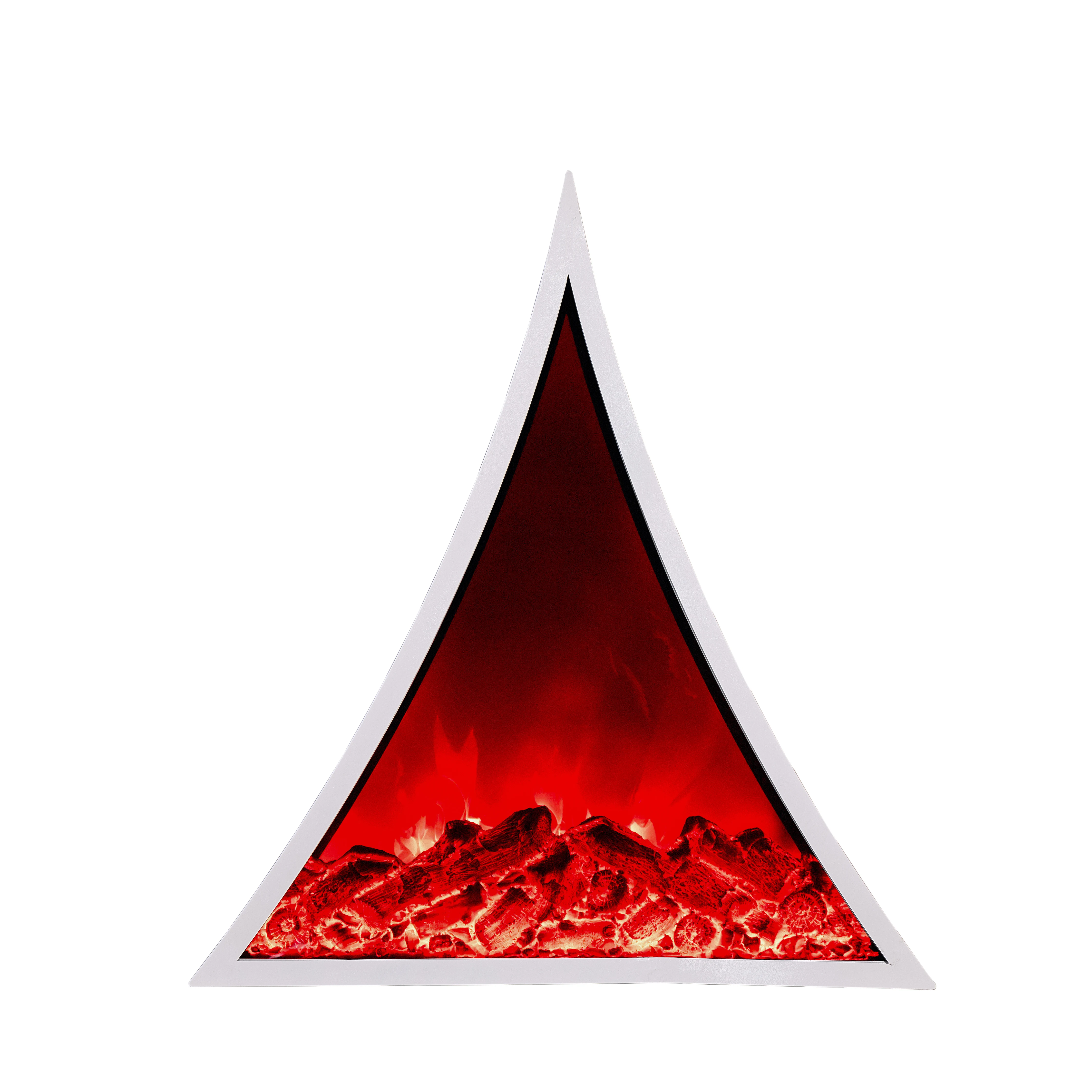 Triangular Electric Fireplace Heater Easy-to-Install Steel Black Irregular Shape Independent Plug-In For Household Use Metal