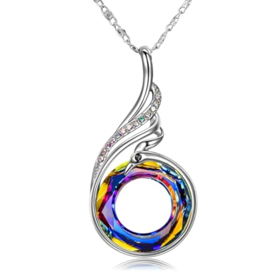 Kate Lynn "Rise From the Ashes Phoenix Necklace Made with Crystals from Austria, 18"+2" Necklace, Packaged with Jewelry Box, Bi