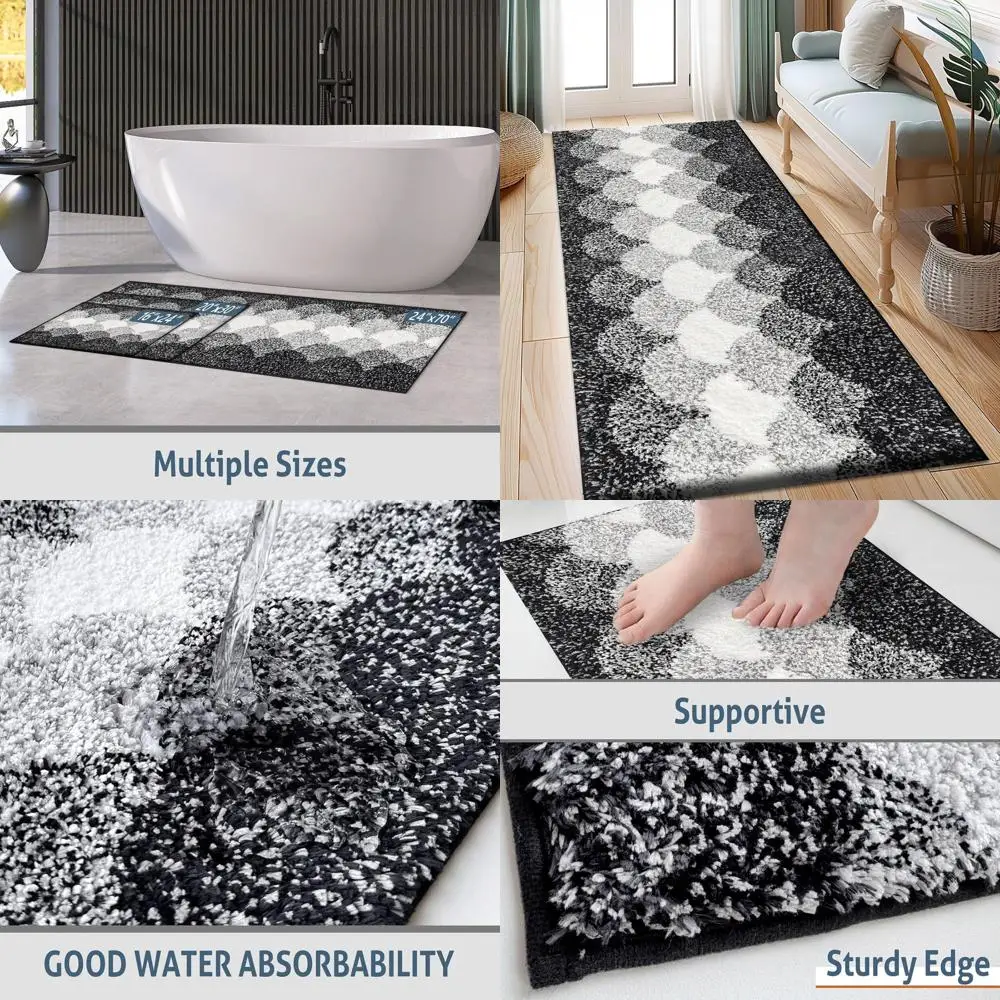 

Thick & Soft Shaggy Bath Mat, Non-Slip, Machine Washable, 24x70, Black